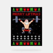 クリスマスの醜いクリスマスウエイトリフティング アクリルサイン (正面)