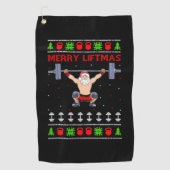 クリスマスの醜いクリスマスウエイトリフティング ゴルフタオル (正面)