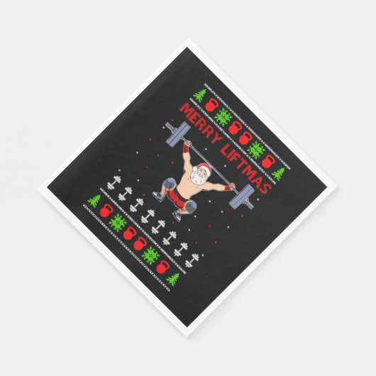 クリスマスの醜いクリスマスウエイトリフティング スタンダードランチョンナプキン (角)