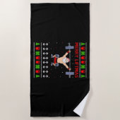 クリスマスの醜いクリスマスウエイトリフティング ビーチタオル (正面)