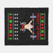 クリスマスの醜いクリスマスウエイトリフティング フリースブランケット (正面(横))