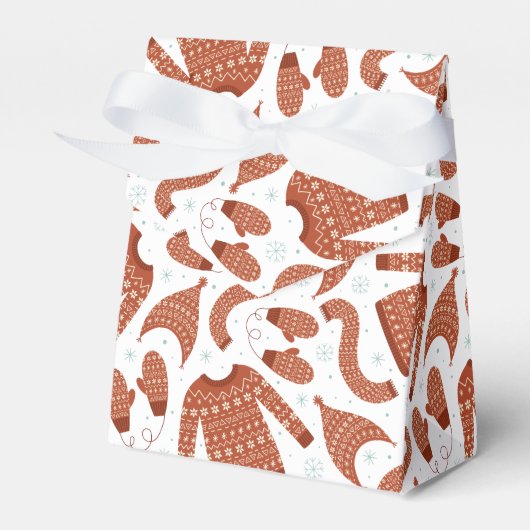 クリスマスの醜いスウェーターの帽子とマフラー 赤と白 フェイバーボックス (正面サイド)