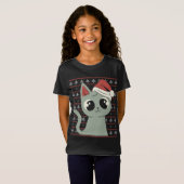 クリスマスの醜いセーおもしろいタークリスマスキャット Tシャツ (正面フル)
