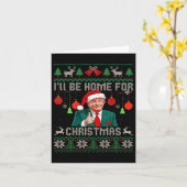 クリスマスの醜いセーターの家におもしろい行く カード (黄色い花)