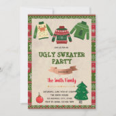 クリスマスの醜いセーターの招待状 招待状 (正面)