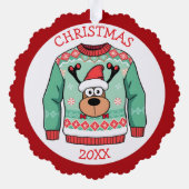 クリスマスの醜いセーターコンテスト優勝者 オーナメントカード (裏面)
