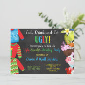 クリスマスの醜いセーターパーティの招待状。 招待状 (スタンド正面)