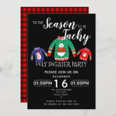 クリスマスの醜いセーターパーティー資金調達者イベント 招待状 (正面/裏面)