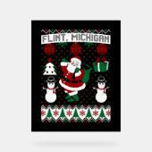 クリスマスの醜いセーターフリントミシガン アクリルサイン (正面)