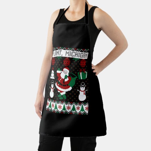 クリスマスの醜いセーターフリントミシガン エプロン (インサイチュ)