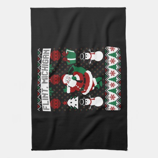 クリスマスの醜いセーターフリントミシガン キッチンタオル (縦)