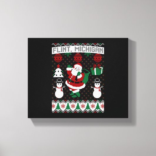 クリスマスの醜いセーターフリントミシガン キャンバスプリント (正面)