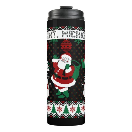 クリスマスの醜いセーターフリントミシガン タンブラー (正面)
