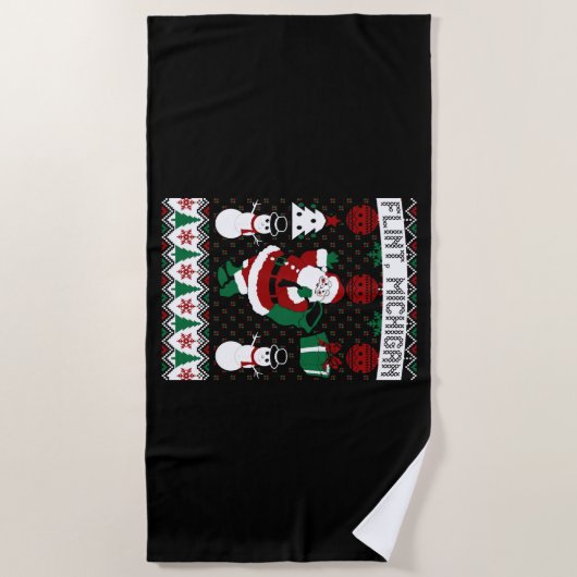 クリスマスの醜いセーターフリントミシガン ビーチタオル (正面)