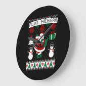 クリスマスの醜いセーターフリントミシガン ラージ壁時計 (傾斜)