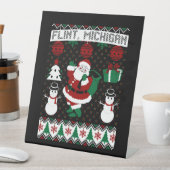 クリスマスの醜いセーターフリントミシガン 台座サイン (インサイチュ)