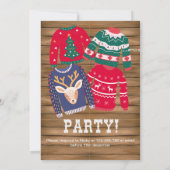 クリスマスの醜いセーター企業のパーティー木製 招待状 (裏面)