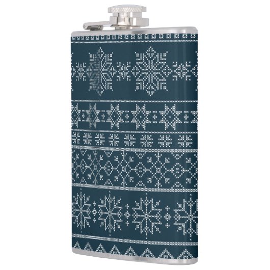 クリスマスの醜いセーター北欧ニットウェアデザイン フラスク (左)
