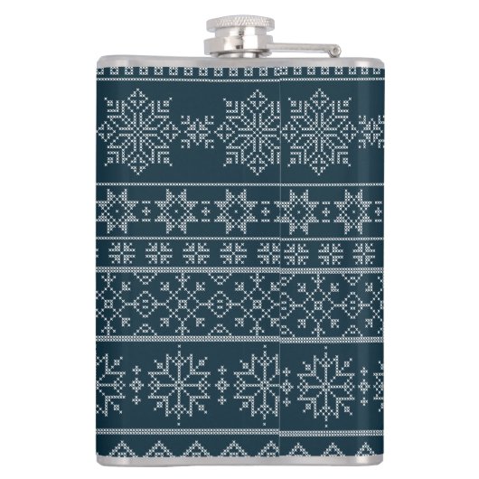 クリスマスの醜いセーター北欧ニットウェアデザイン フラスク (裏面)