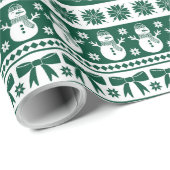 クリスマスの醜いセーター編み模様ダークグリーン ラッピングペーパー (ロールコーナー)