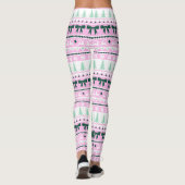 クリスマスの醜いセーター編み模様ピンク&グリーン レギンス (裏面)