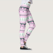 クリスマスの醜いセーター編み模様ピンク&グリーン レギンス (右)