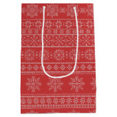 クリスマスの醜いセーター赤いニットクリスマス ミディアムペーパーバッグ (裏面)