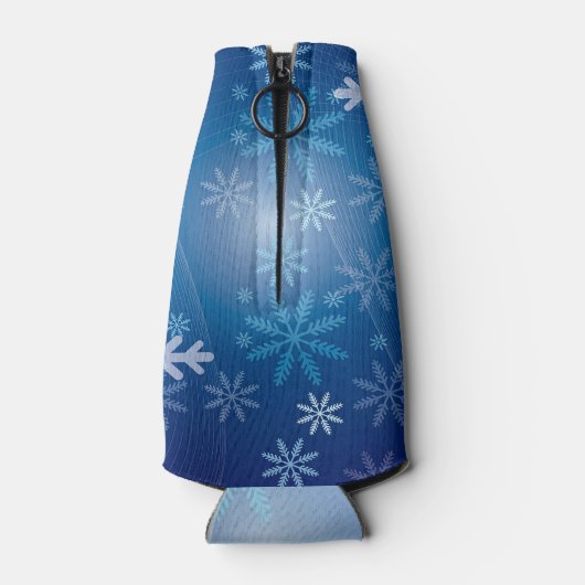 クリスマスの醜いセーター赤い青い雪片の名前 ボトルクーラー (裏面)