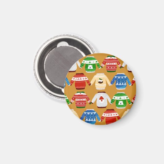 クリスマスの醜いセーター金ゴールド マグネット (正面/裏面)