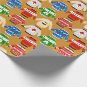 クリスマスの醜いセーター金ゴールド ラッピングペーパー (角)