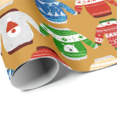 クリスマスの醜いセーター金ゴールド ラッピングペーパー (ロールコーナー)