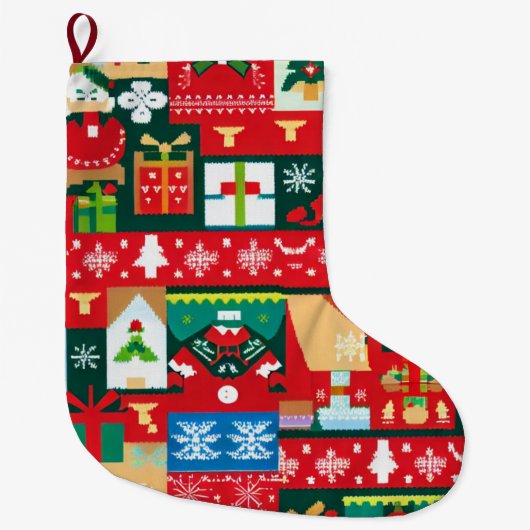 クリスマスの醜いセーター1 ラージクリスマスストッキング (正面)