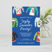クリスマスの醜いセーター パーティーの招待状 シーズンカード (スタンド正面)