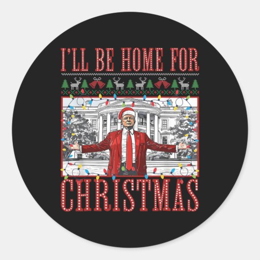 クリスマスの醜いセーターSanta Truの家に帰る ラウンドシール (正面)
