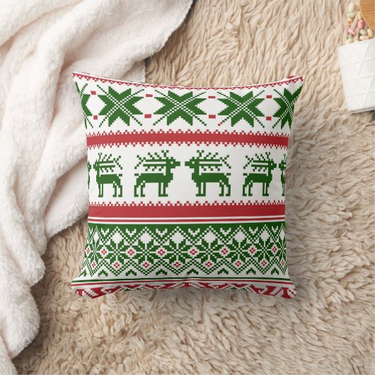 クリスマスの醜いフェイクセーター編み枕 クッション (ブランケット)
