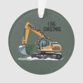クリスマスの重機サンタの子供たちおもしろTシャツ オーナメント (正面)