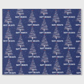 クリスマスの野球と赤い靴下の木 ラッピングペーパー (フラット)