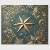 クリスマスの金の星 ラッピングペーパー (フラット)