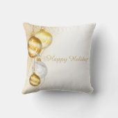 クリスマスの金ゴールドの白い球のオーナメント クッション (裏面)