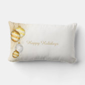 クリスマスの金ゴールドの白い球のオーナメント ランバークッション (裏面)