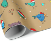 クリスマスの金ゴールド包装紙 ラッピングペーパー (ロールコーナー)