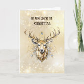 クリスマスの金ゴールド鹿の華美精神で カード (正面)