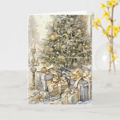 クリスマスの金恵み カード (黄色い花)