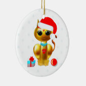クリスマスの金色の子猫のキャラクター セラミックオーナメント (右)
