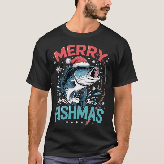 クリスマスの釣り道具 Tシャツ (正面)