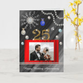 クリスマスの銀婚式25周年お祝い | 2枚の写真 カード (黄色い花)