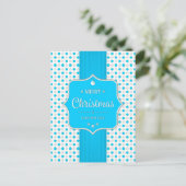 クリスマスの銀青い水玉模様の郵便はがき シーズンポストカード (スタンド正面)