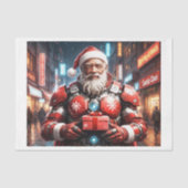 クリスマスの鎧をまとったサイボーグの黒いサンタクロース 薄葉紙 (正面)
