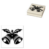 クリスマスの鐘とホリーリーフのゴムスタンプ ラバースタンプ (押印)