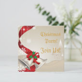 クリスマスの鐘と赤いリボンのパーティー招待状 招待状 (スタンド正面)